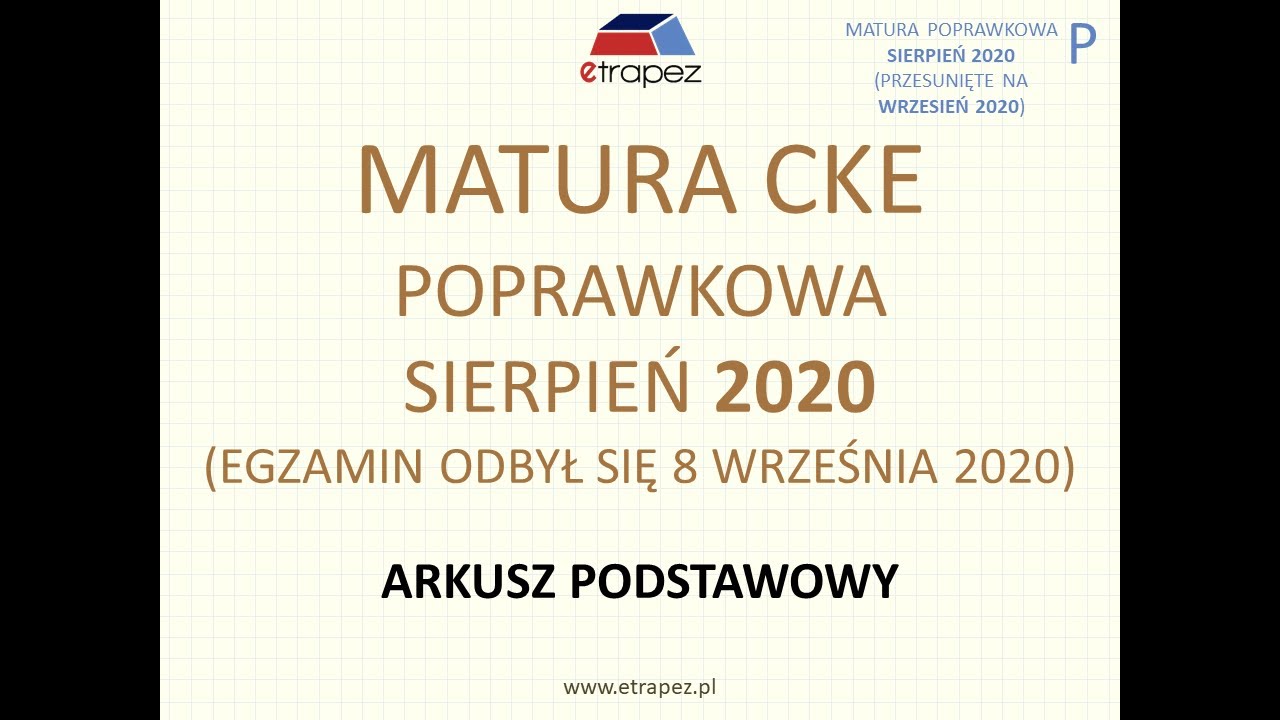 Matura poprawkowa sierpień 2020 (wrzesień 2020) matematyka - pełne rozwiązania