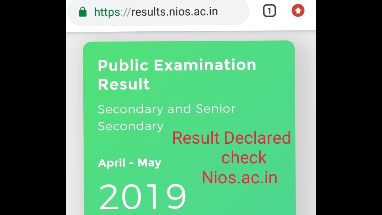 Nios results declared || 10th & 12th || secondary & senior secondary || open school