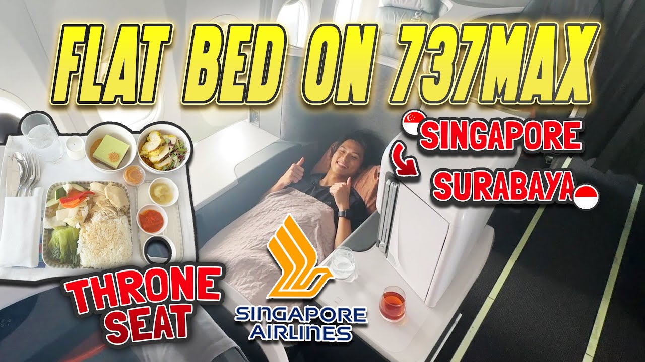 Pesawat KECIL ini kok bisa ada KASUR😱⁉️Terbang ke Surabaya naik SQ Boeing 737-MAX Business Class🇸🇬✈️