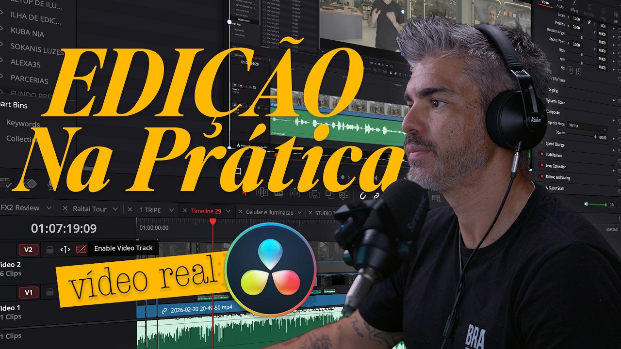 Edição rápida pra YouTube: meu workflow no DaVinci Resolve 20 (projeto real do zero)