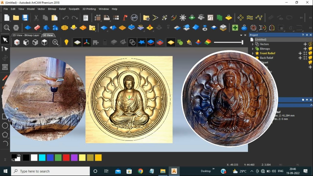 Buddha Wood Carving in CNC Routor with Artcam 2018 Tutorial | #42 |