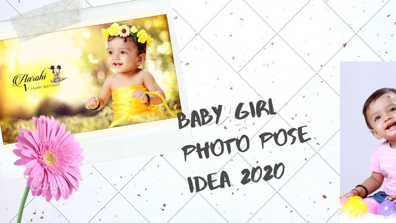 Baby girl photo pose idea 2020, beautiful photo pose idea for girls, 1 year baby girl photo pose.