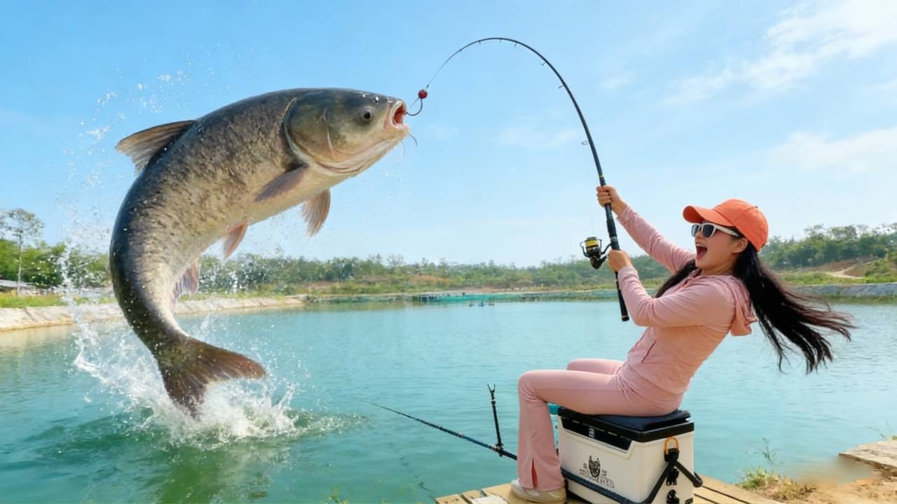 美女拿鴕鳥換釣費，本來想下套老闆結果反被魚池的魚給上一課！【女釣友微微】
