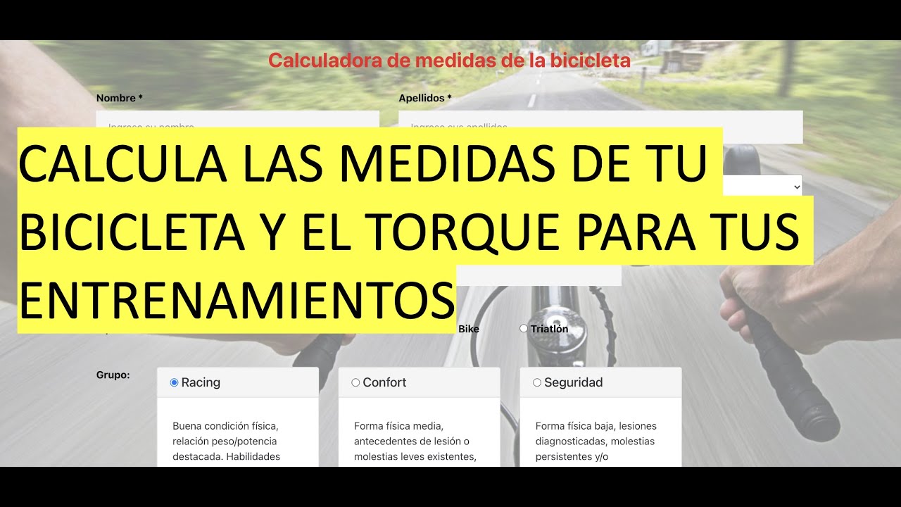 Calcula las medidas de tu bicicleta y el Torque para tus Entrenamientos en Ciclismo