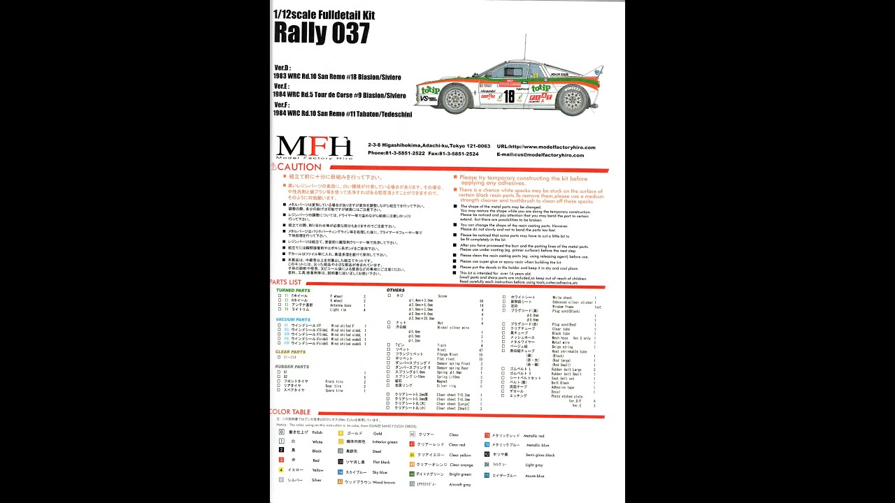 Model Factory Hiro 1/12 Lancia 037 Parts sort and clean.