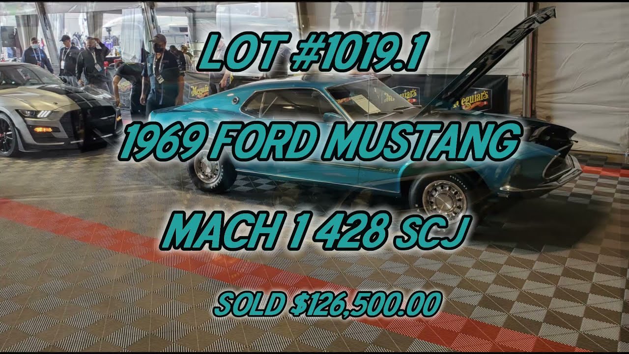 1969 Mach 1 Mustang 428 Super Cobra Jet  Drag Pack 4 speed sold  $126,500 Barrett-Jackson March 2021