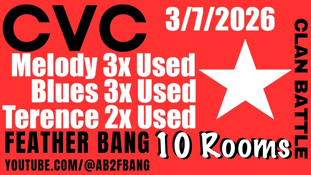 Angry Birds 2 AB2 Clan Battle (CVC) 3/7/2026  Melody 3X used Blues 3X used Terence 2x used 10 Rooms
