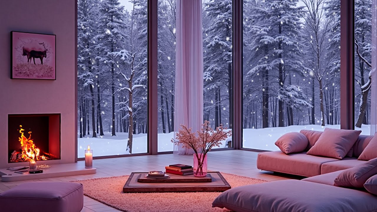Winter Cabin Snowstorm & Fireplace Sounds for Overthinking Nights – Let Thoughts Slow