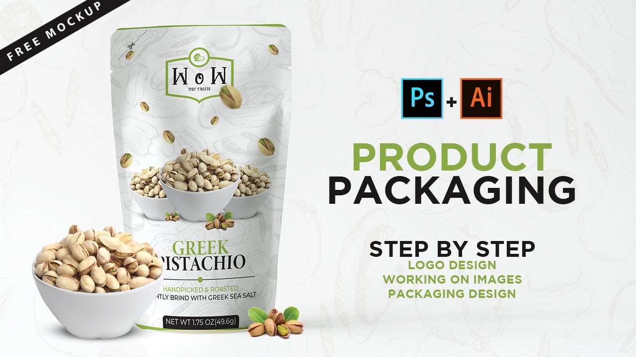 Product Packaging Design in Illustrator/Photoshop | 3D Pouch Mockup