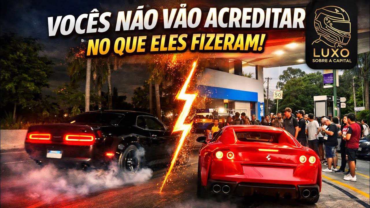 Ferrari 812 cortando de giro e Dodge Charger saindo de lado 