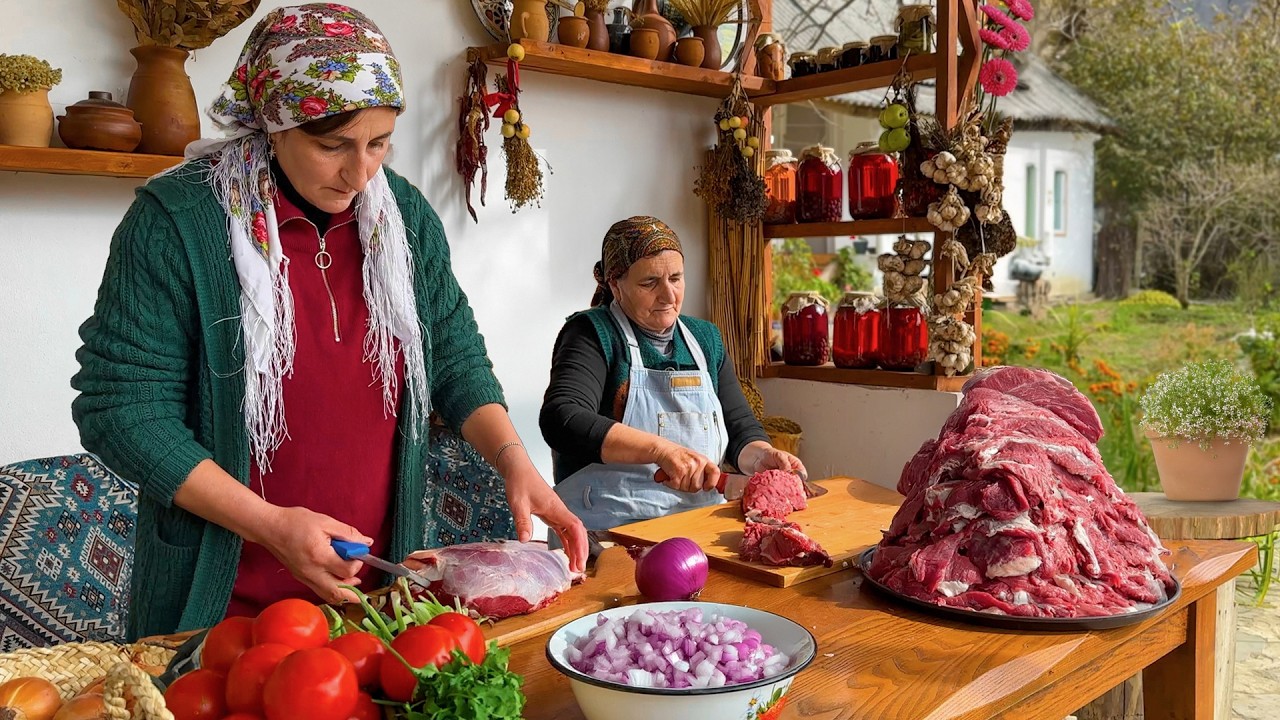 The Whole Family Helps Cook Juicy Doner of a Whole Bull's Leg!