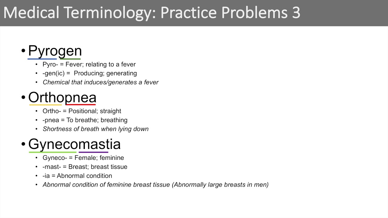 Medical Terminology | The Basics and Anatomy | Practice Problems Set 2