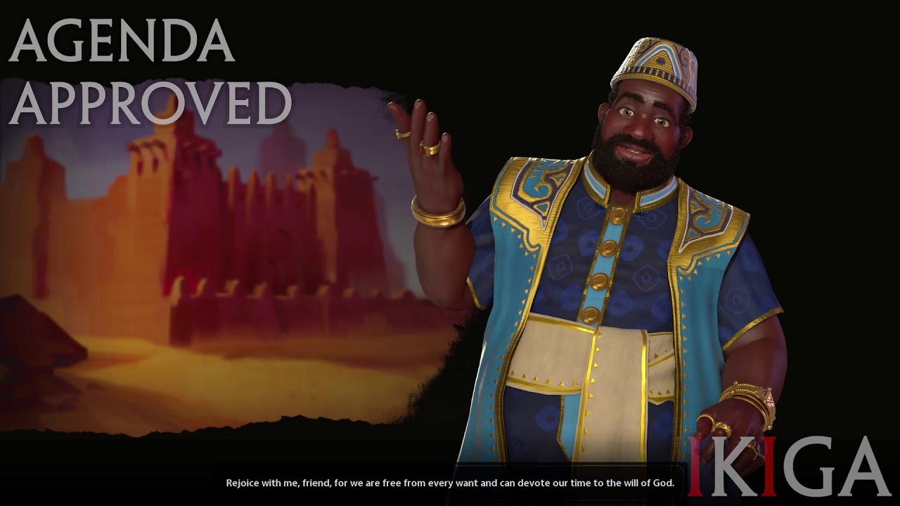 MALI - SULTAN MANSA MUSA ALL VOICED QUOTES & DENOUNCE - CIVILIZATION VI / CIV VI GATHERING STORM DLC