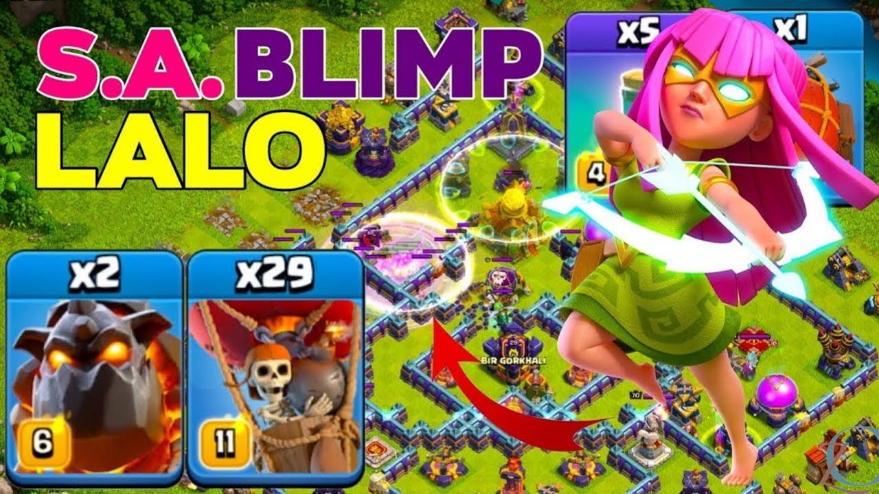 Th16 new lavaloon with super archer blimp attack strategy || clash of clans