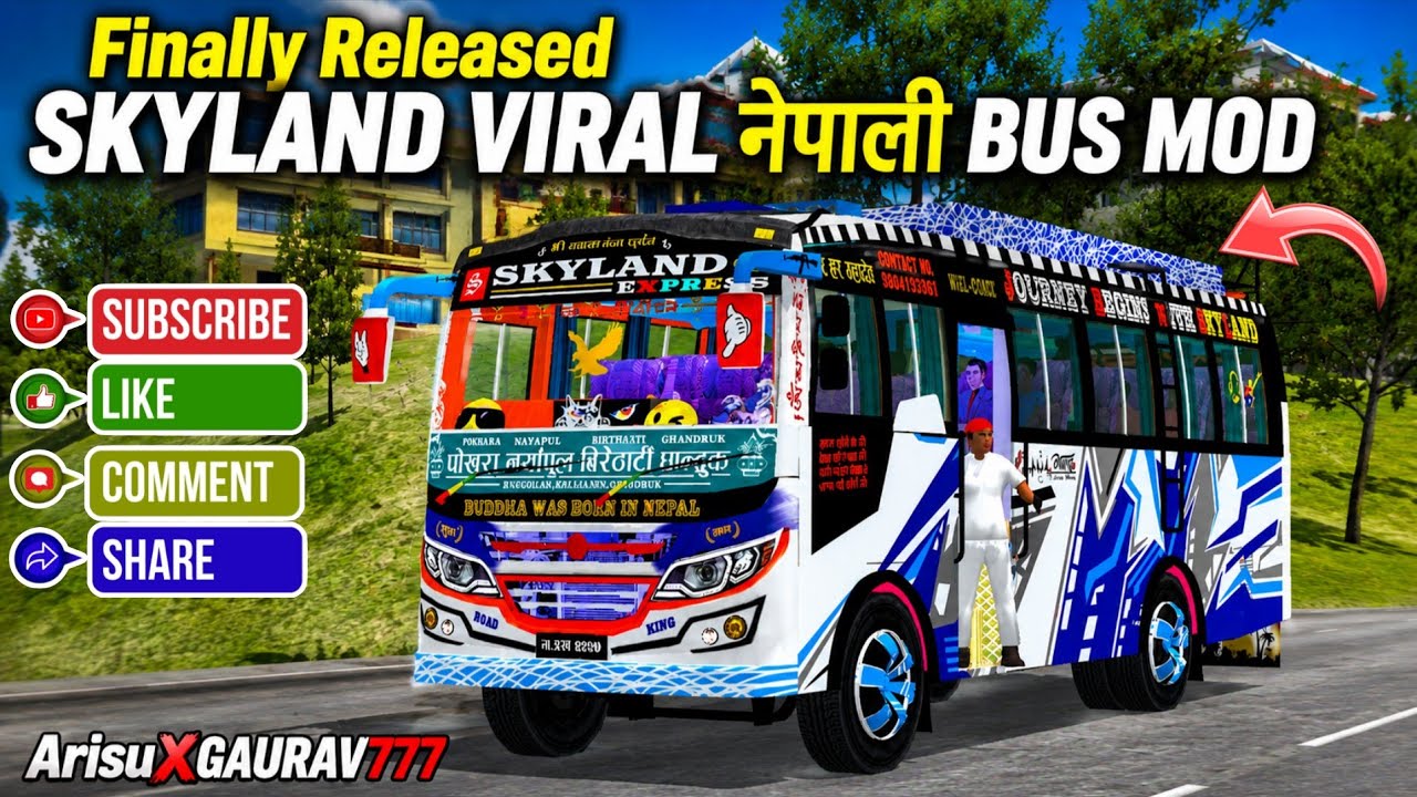 Skyland New Nepali Viral Bus Mod Released For Bus Simulator Indoensia🇳🇵|Download Now | ArisuXGaurav