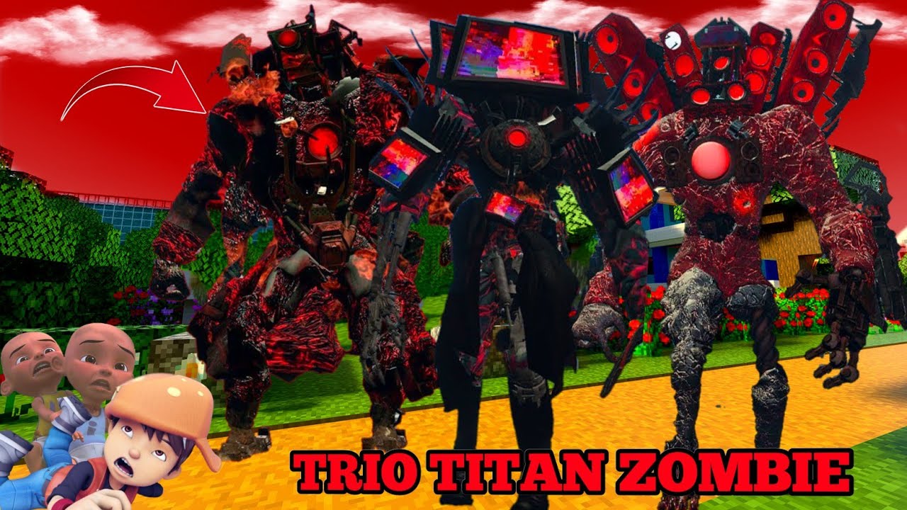 TITAN TV MAN, TITAN CAMERAMAN & TITAN SPEAKER MAN BERUBAH JADI ZOMBIE MENYERANG BOBOIBOY & UPIN IPIN