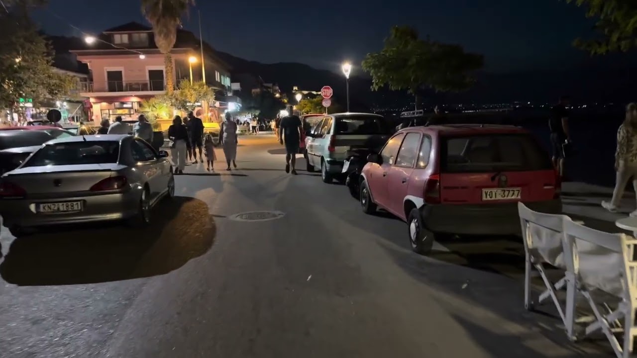 Platamonas seafront at night