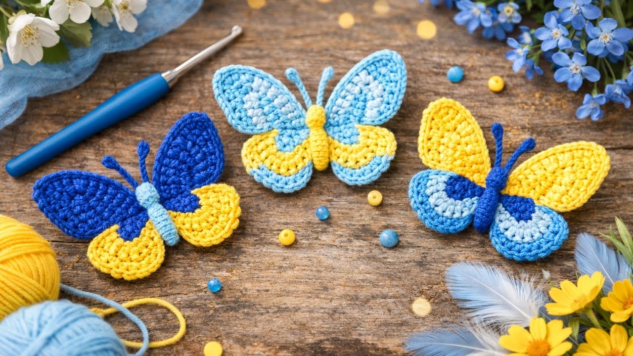 Crochet  Butterfly for Begnnier, easy and simple step by step tutorials. Crosiya design 