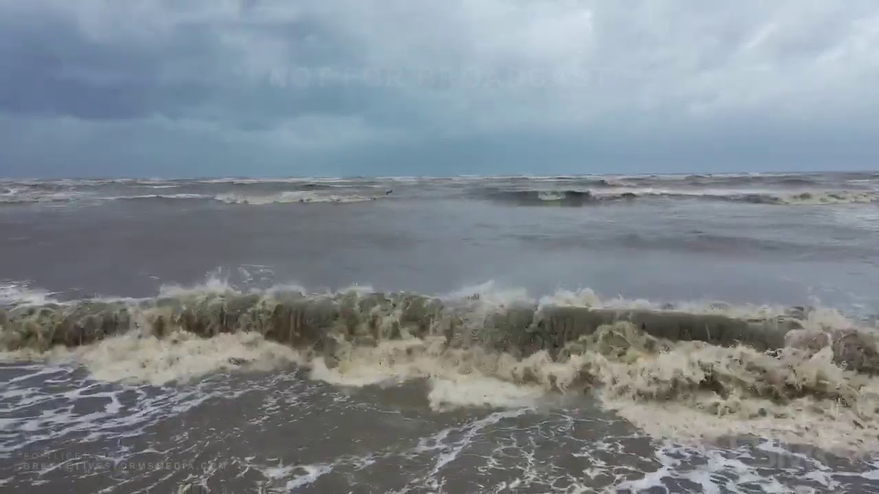 08-26-2020 Holly Beach, LA - Water Rising Waves On Road