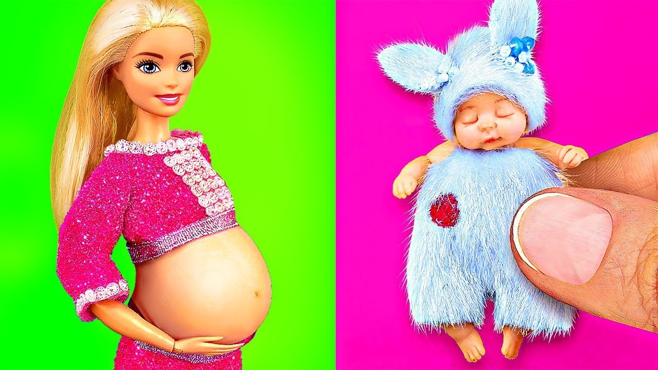 10 CUTE DIY MINIATURE BARBIE BABY DOLL 〜 Pregnant Barbie, Mini Swing, Toys for Baby Doll