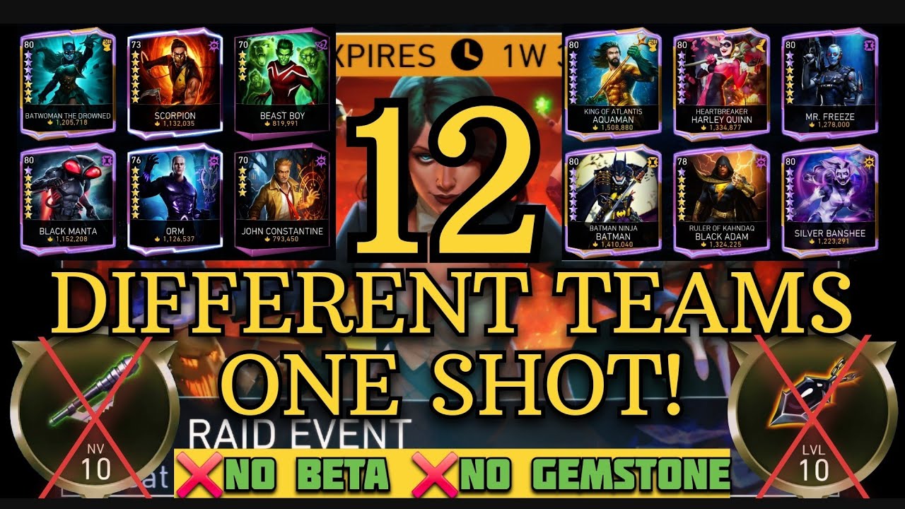 12 Different TEAMS For ONE SHOT!🔥 (NO BETA NO GEMSTON) H7 This Is Magic Solo Raid Injustice 2 Mobile