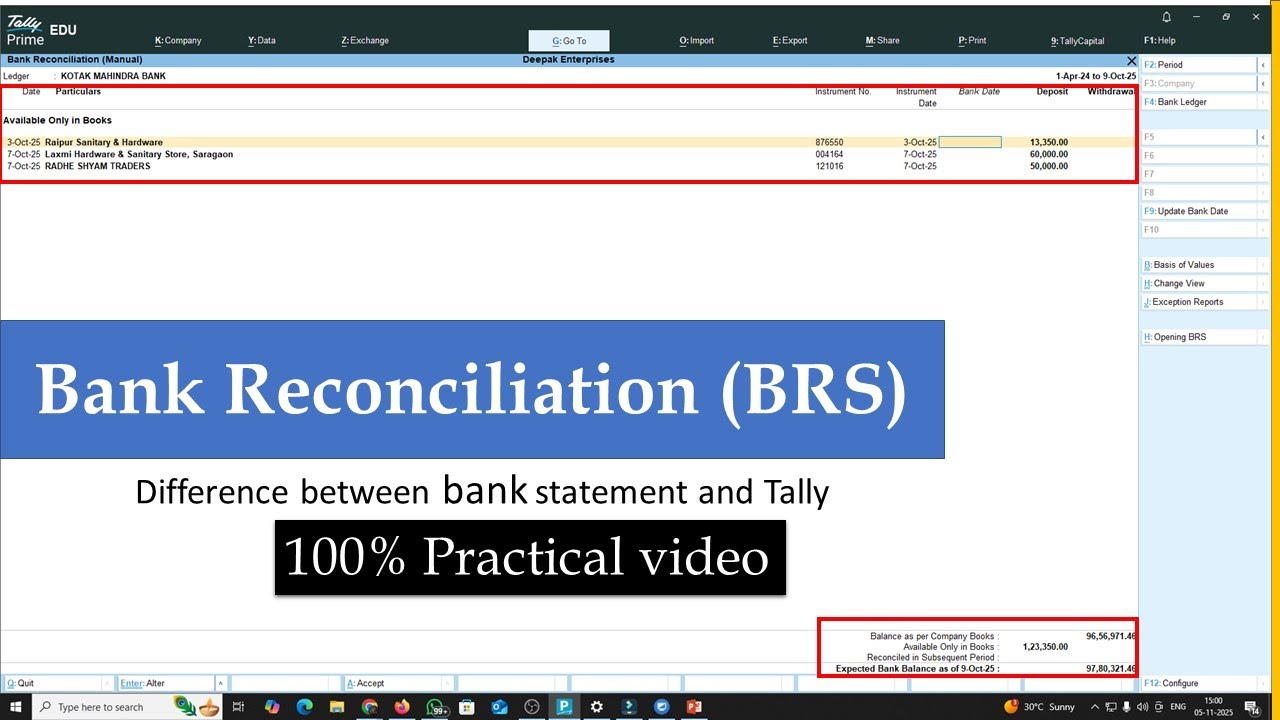 bank reconciliation in tally prime Full Tutorial in Hindi #Tally #TallyPrime #Accounting #GST
