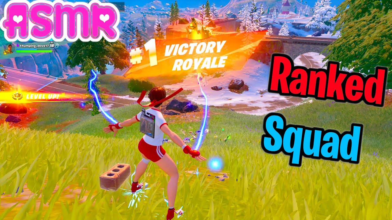 ASMR Gaming 🍀 Fortnite Ranked Squad Victory Relaxing Gum Chewing + Controller Sounds Whispering 🎧