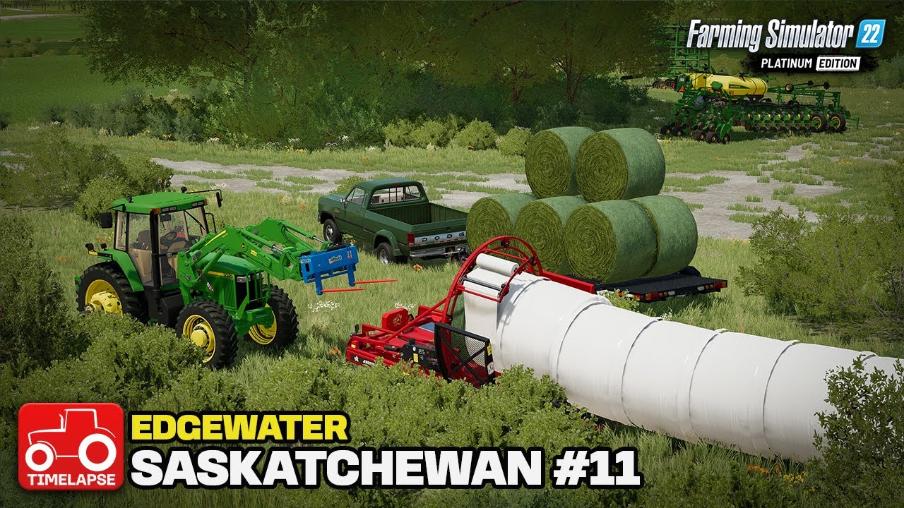 MAKING SILAGE BALES!! [Edgewater Saskatchewan] FS22 Timelapse # 11