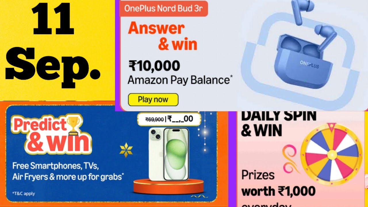 Amazon Predict & Win Bumper prize Quiz  Laddoo Win Daily Quiz Amazon OnePlus Buds 4 Answer&Win Quiz 