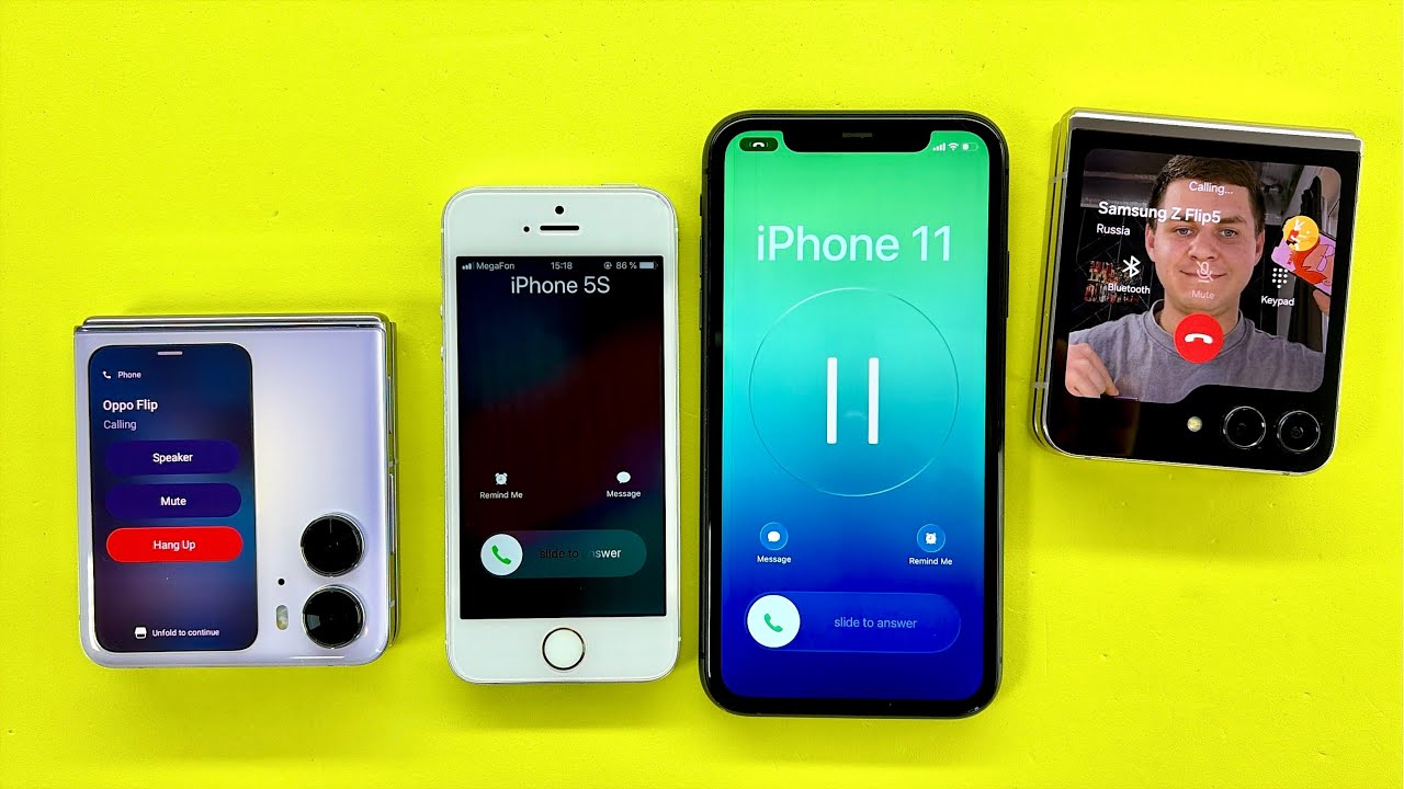 Incoming Call Legendary iPhone 5S & iPhone 11 | Outgoing Call OPPO Find N2 Flip + Samsung Flip5 