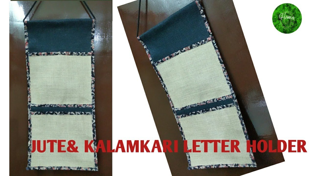 DIY #Jute Letter Holder/Pouch Sewing|Jute & Kalamkari #Organizer Stitching At Home #hemabagcreations