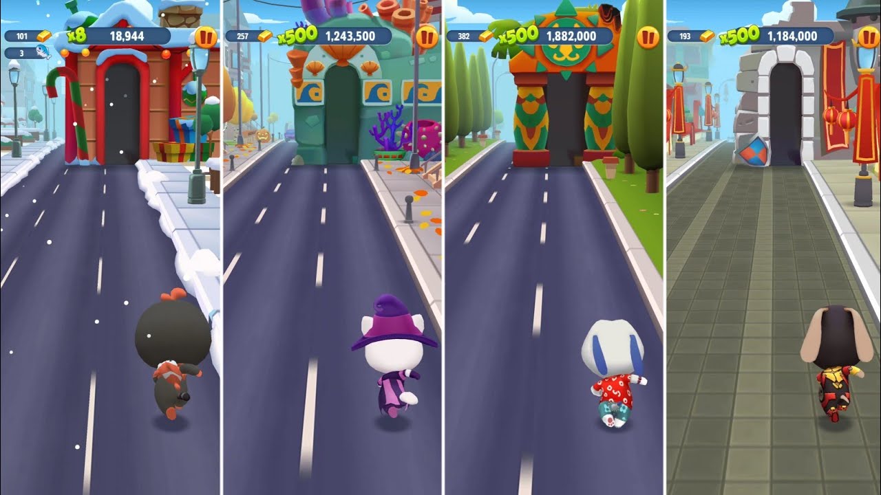 Talking Tom Gold Run Smart Penguin Tom vs Witch Angela vs Hawaiian Hank vs Iron Ben Android Gameplay