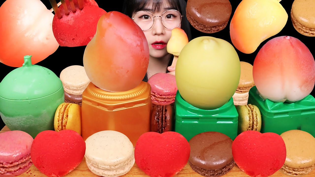 ASMR MUKBANG | 해외에서 핫한 과일모양 아이스크림 먹방! Fruit Shaped Ice Cream Mango peach lemon EATING