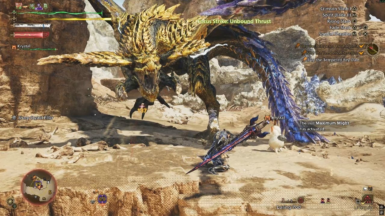 Tempered Tales Desert Boltfang (T. Dosha/Seregios/Rey Dau) || MH Wilds The Wind 'n' Sand Blues Quest