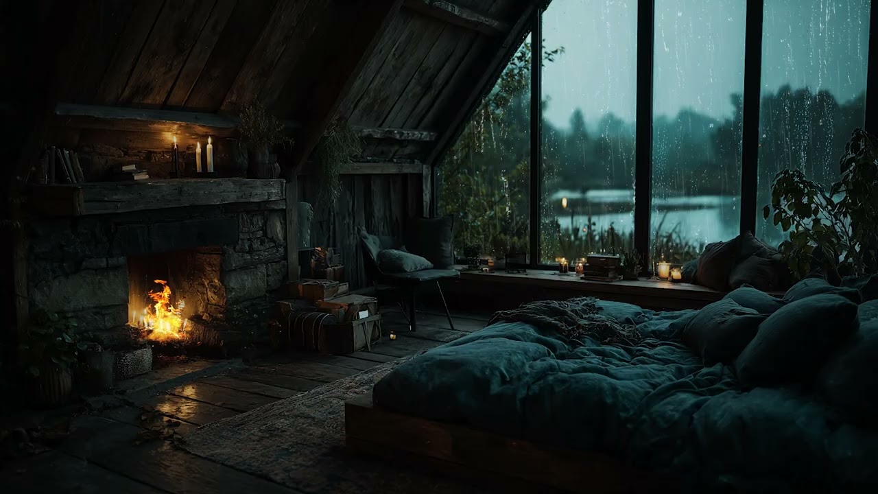 Stormy Night in a Secret Forest Cabin 🌧️ Relaxing Sleep Ambience