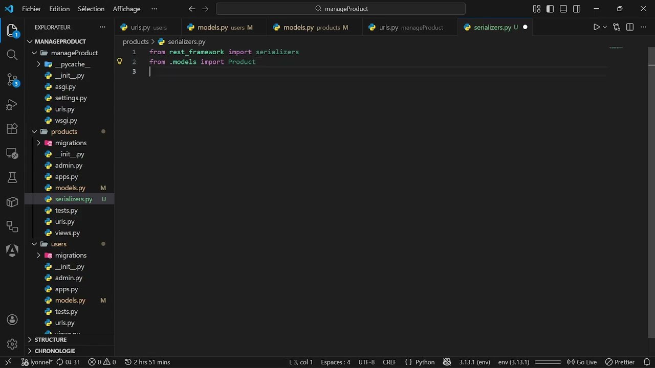 API de gestion des produits avec Django Rest Framework Partie 1