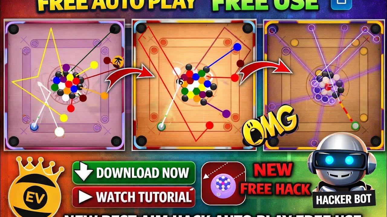 FREE AUTO PLAY 😱 | Carrom Pool New AIM Hack | 100% Working 🔥
