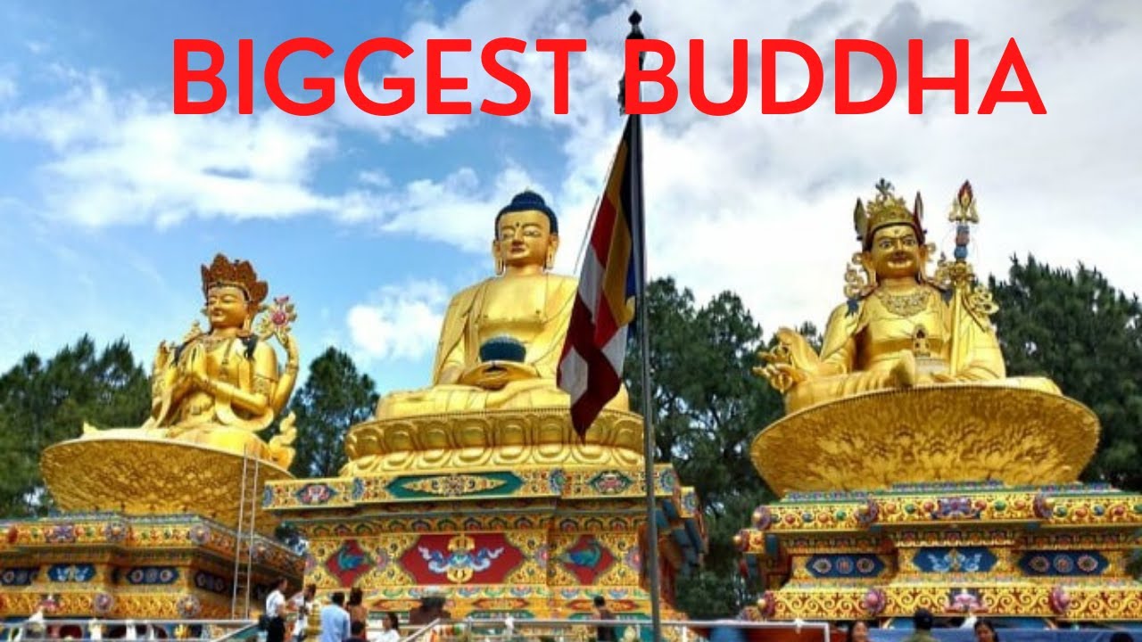 BIGGEST BUDDHA STATUE IN NEPAL. BUDDHA AMIDEVA PARK SWOYAMBU KATHMANDU.