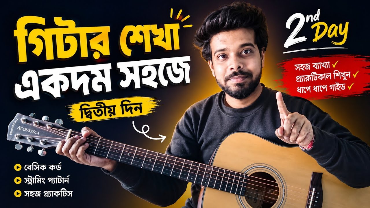 গিটার শেখা শুরু কর এইভাবে|একদম শুরুতে গিটার বাজাবে কীভাবে|Learn guitar the easy way|sohoj guitar