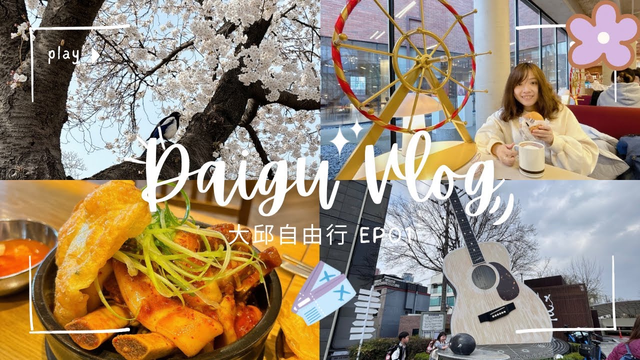 大邱自由行 Daegu Vlog EP01/ 真航空 / 峨陽橋 / 巨松排骨/西門市場/達城公園 /咖啡名家/近代胡同紅豆麵包/橋村炸雞