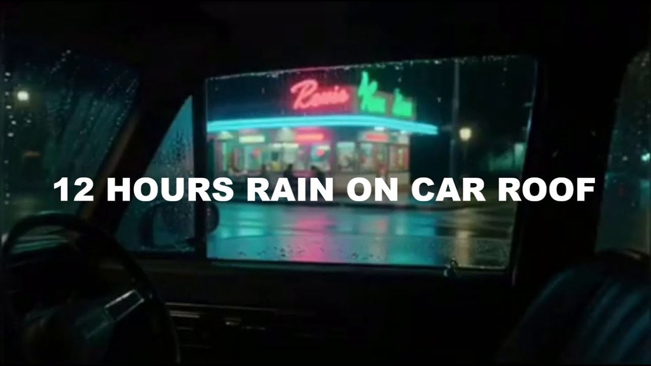 Midnight Rain at the Diner 🍔 Steady Rain on Metal Car Roof Ambience for Sleep & Study