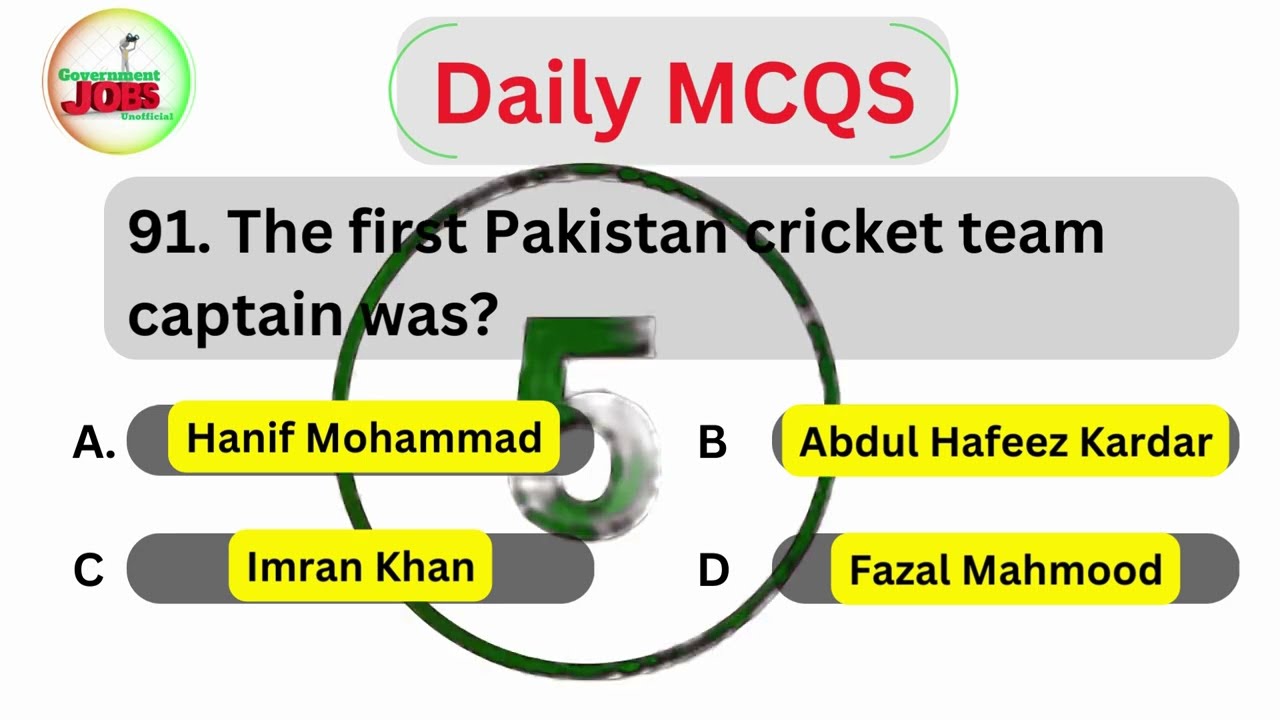 The first Pakistan cricket team captain was? Important MCQS for FPSC,PPSC 