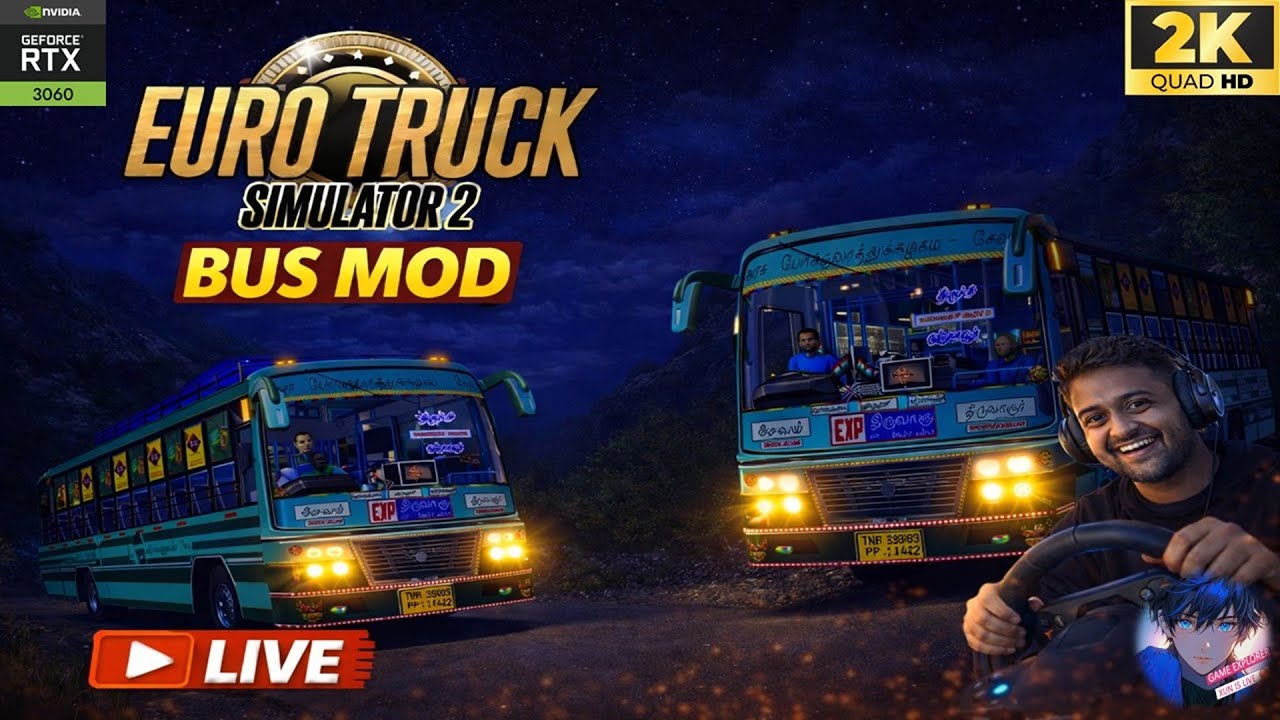 Euro Truck Simulator 2 LIVE 🌙 | Indian Bus Mod Drive 🚍 | ETS2 TNSTC Bus Mod