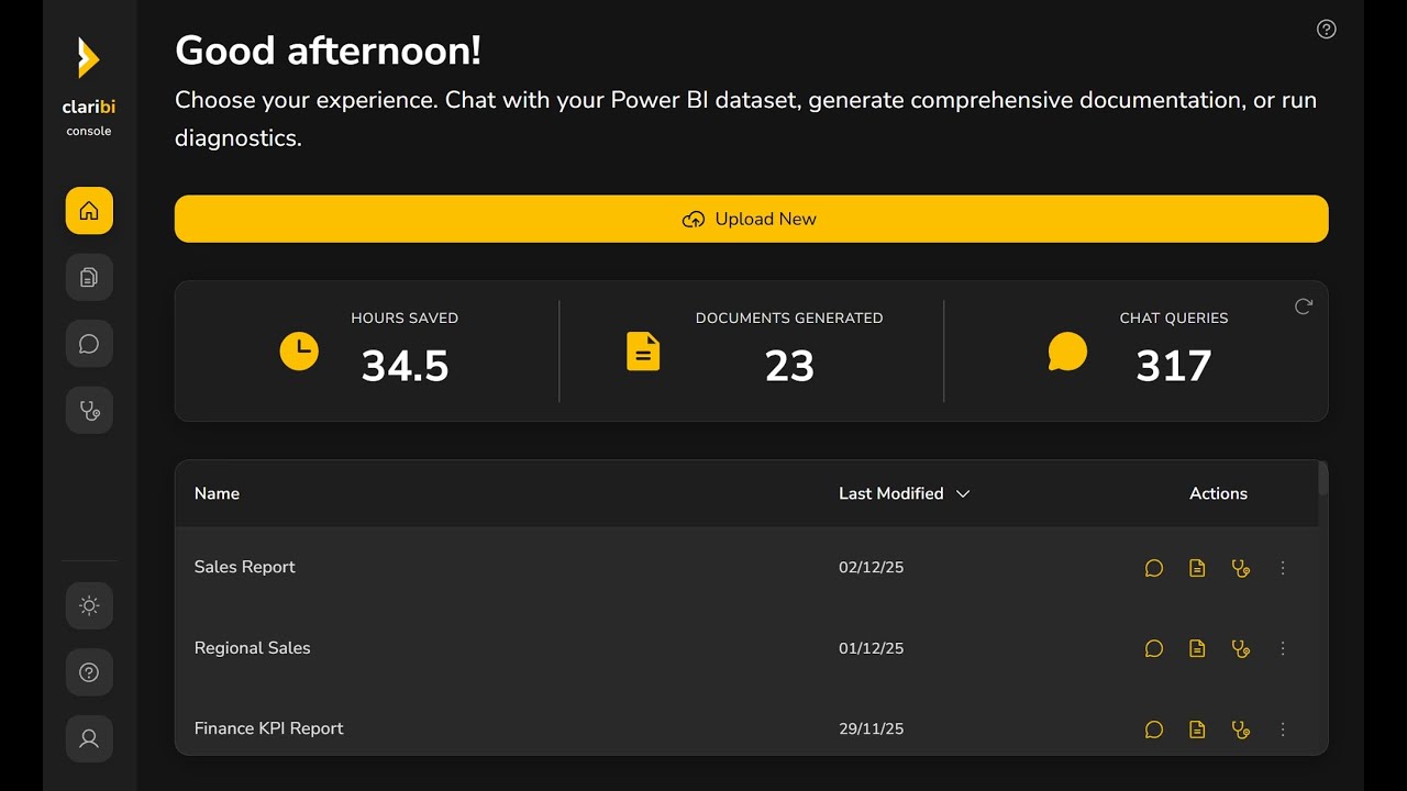 Claribi Console - Instant Documentation, Intelligent Chat & Automated Diagnostics for Power BI
