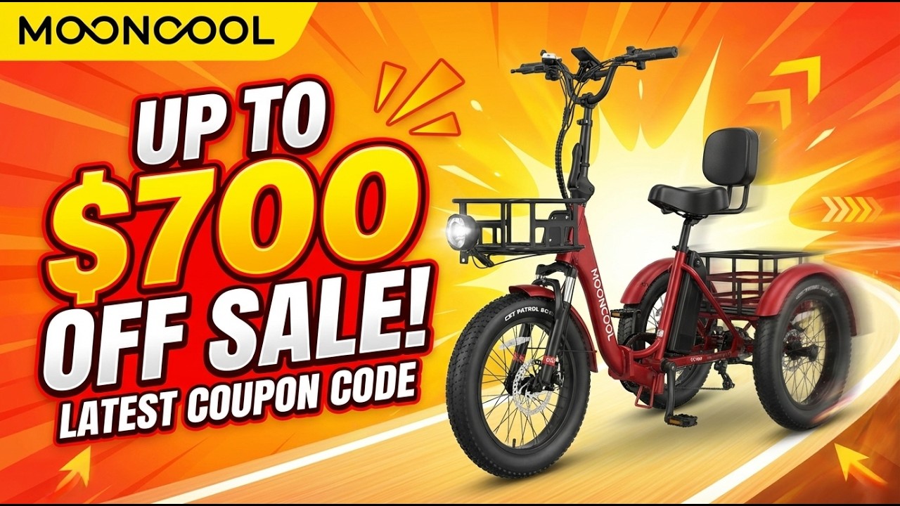 Mooncool Coupon Code & Sale: Save Up to $700 on 🚲Electric Tricycles, Fat Tire Electric Trikes!
