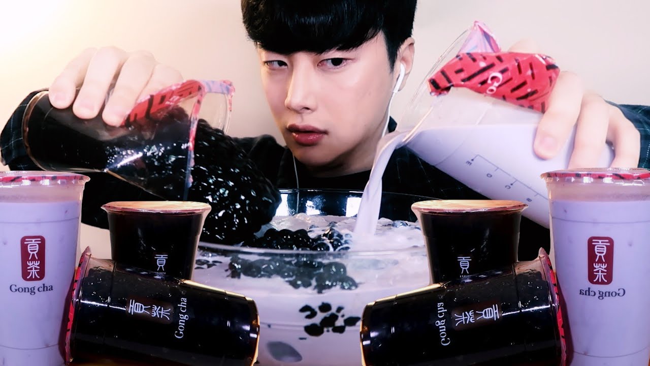 SUB)Mukbang В корейский чай с молоком добавили 1 кг жемчуга тапиоки. Это вкусно??