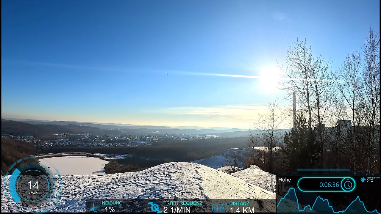 45 minute Scenic Snow MTB Winter Indoor Cycling Workout Garmin 4K Video
