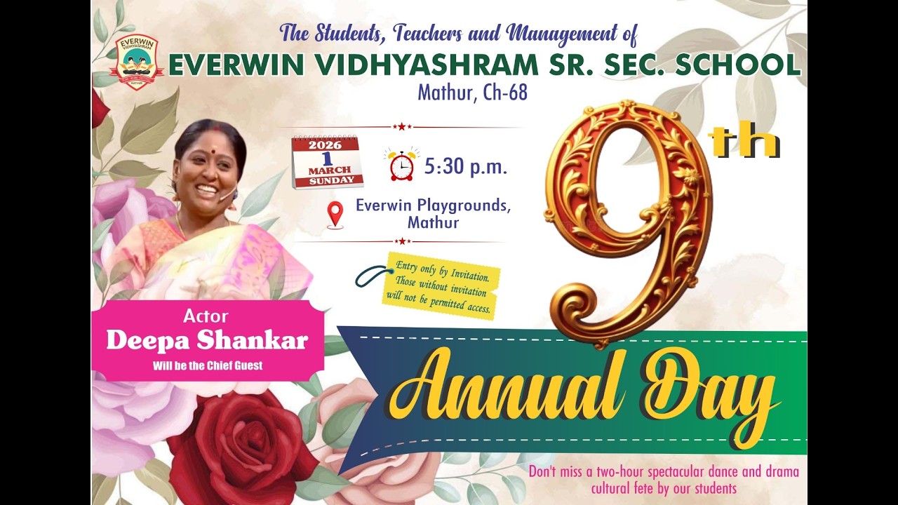 Everwin Vidhyashram Sr. Sec. School - 9th Annual Day, Mathur - 01.03.2026