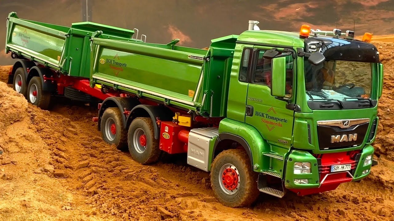 RC Truck ScaleART stuck hill climb!! RC Volvo Loader, RC Bobcat, Rc Machines at work!!