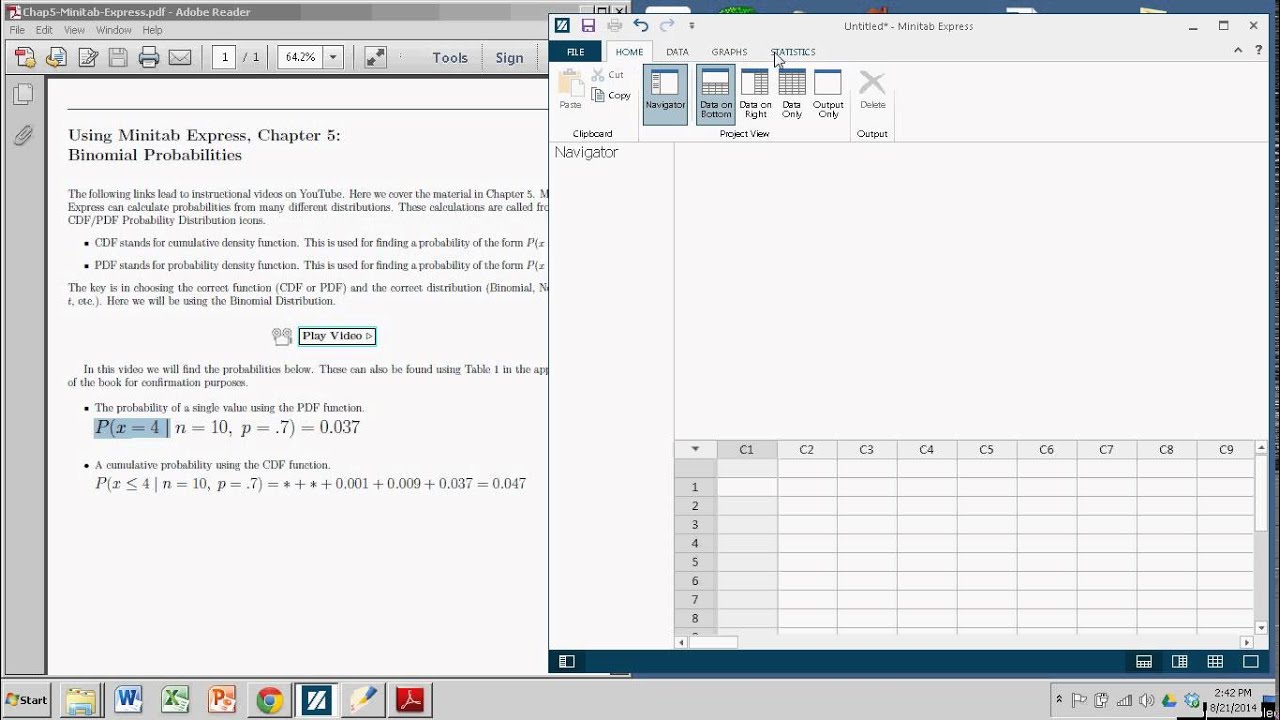Binomial Probabilities with Minitab Express